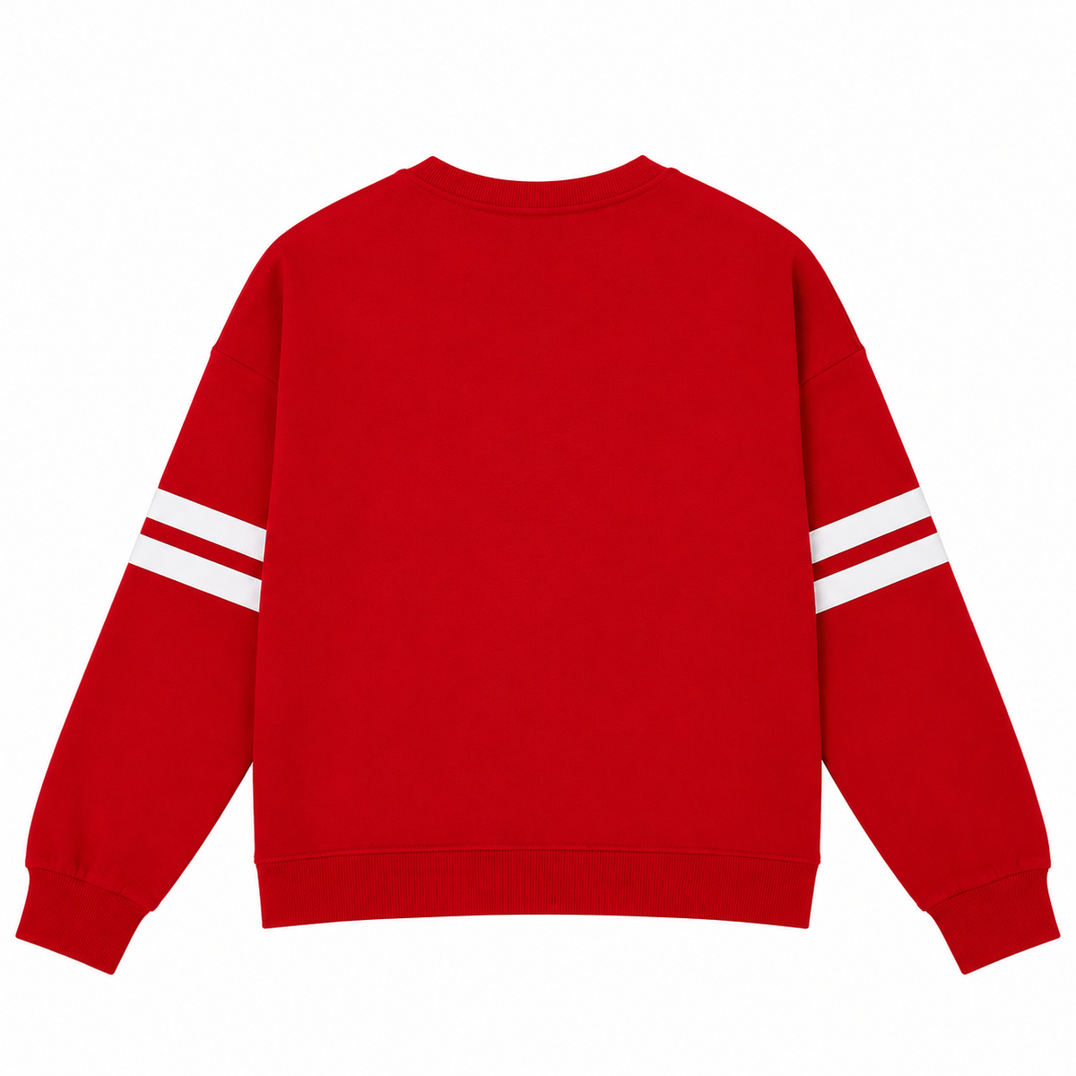 Striped Detail Drop Shoulder Sweatshirt - Red