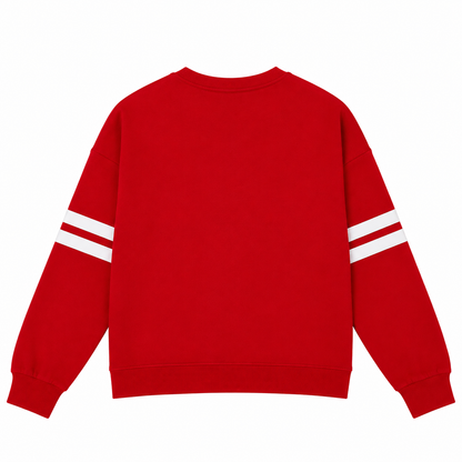 Striped Detail Drop Shoulder Sweatshirt - Red