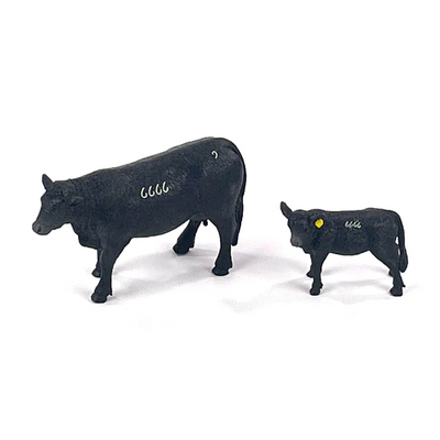 Four Sixes Black Angus Ranch Set Cow and Calf