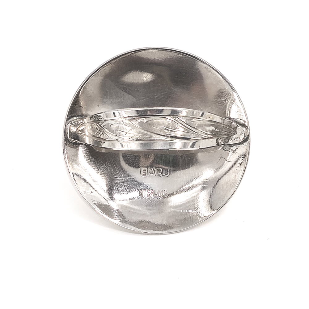 Baru's Silver 1.5" Round Scarf Slide w/ Silver Brand Back
