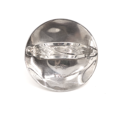 Baru's Silver 1.5" Round Scarf Slide w/ Silver Brand Back