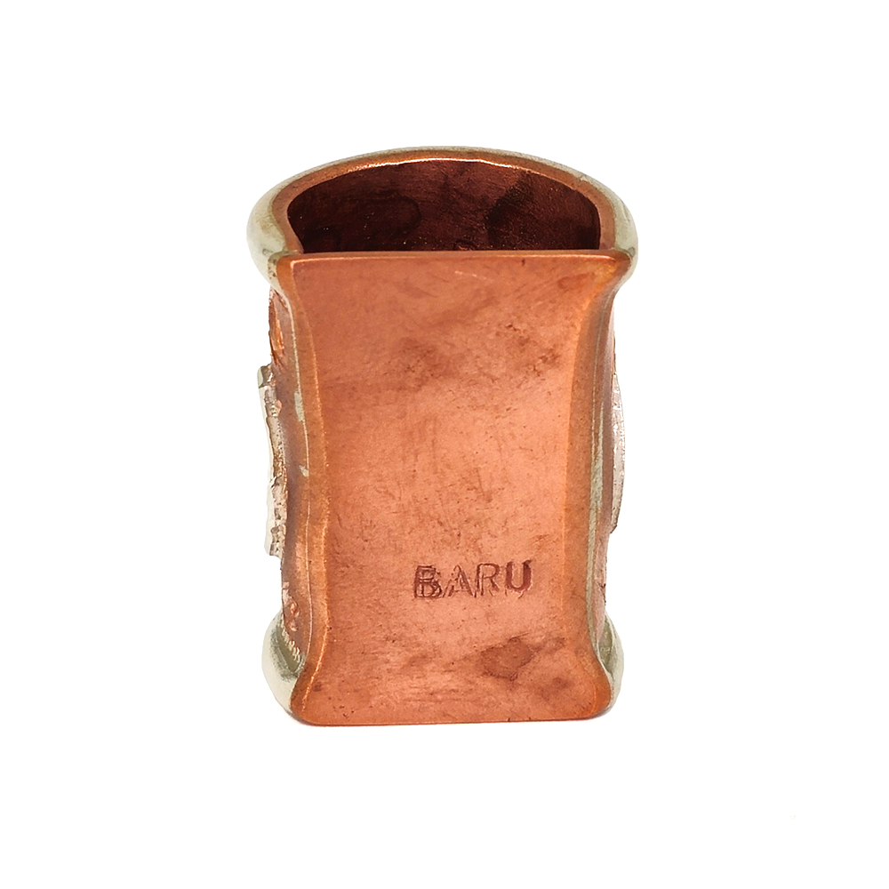 Baru's Half-round Copper Scarf Slide-Silver Brand Back