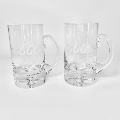 Four Sixes Deluxe 18 oz Glass Beer Mug-Set of 2
