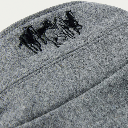 Schaefer Women's Wool Big Country Rancher up close of Collar Embroidery- Heather Gray