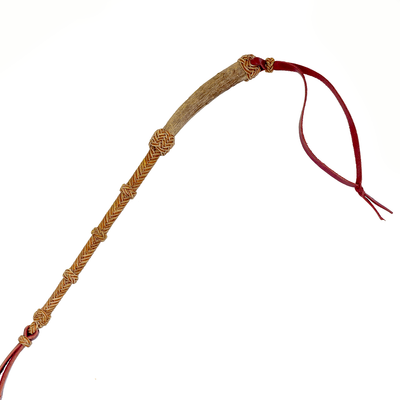 Handmade Braided Rawhide Quirt With Antler Handle