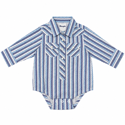Wrangler Baby Boy Blue/White Bodysuit - Long Sleeve