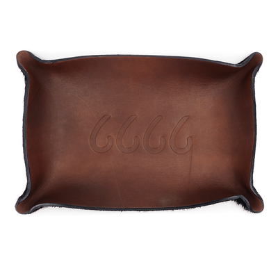 Large Leather Catch-All With Cowhide Bottom