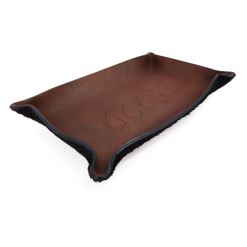 Large Leather Catch-All With Cowhide Bottom