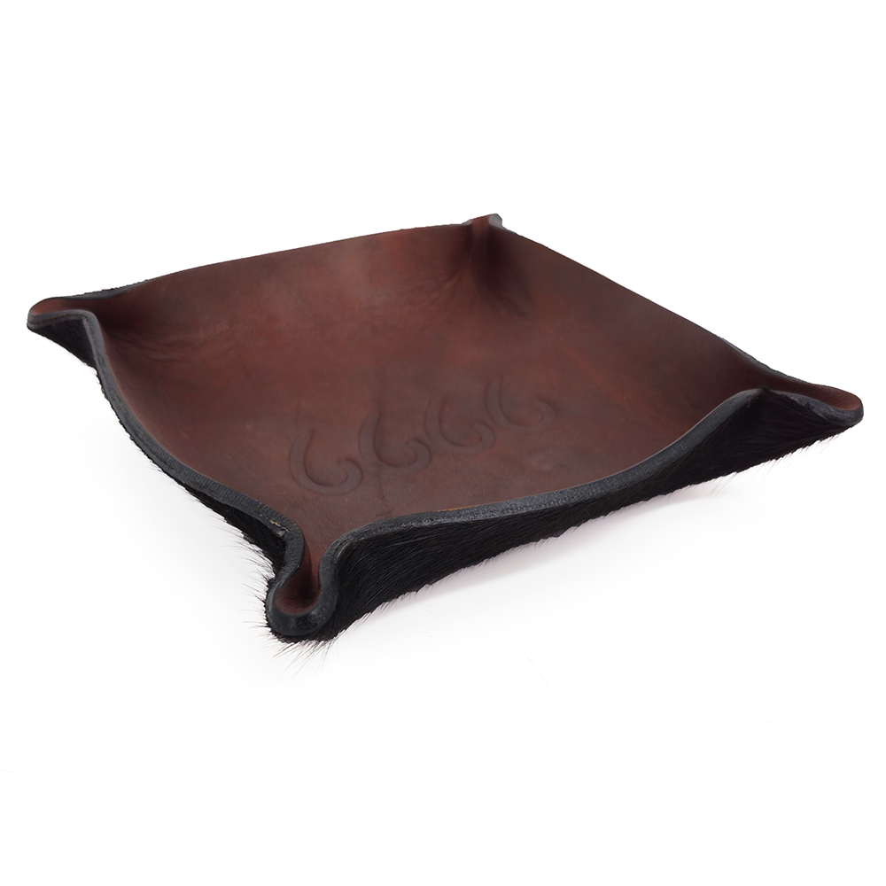 Small Leather Catch-All With Cowhide Bottom