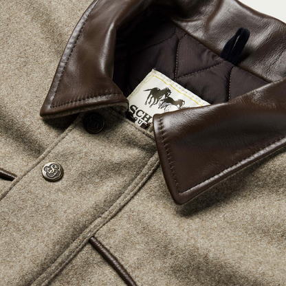 Schaefer Cattle King Wool Coat Taupe Leather Collar