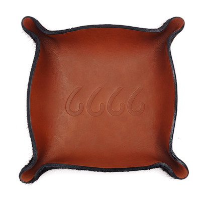 Small Leather Catch-All With Cowhide Bottom