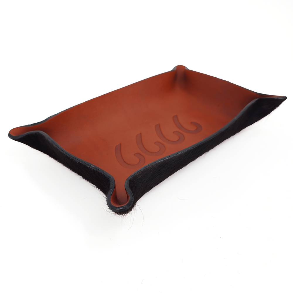 Large Leather Catch-All With Cowhide Bottom
