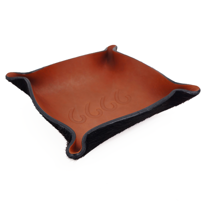 Small Leather Catch-All With Cowhide Bottom