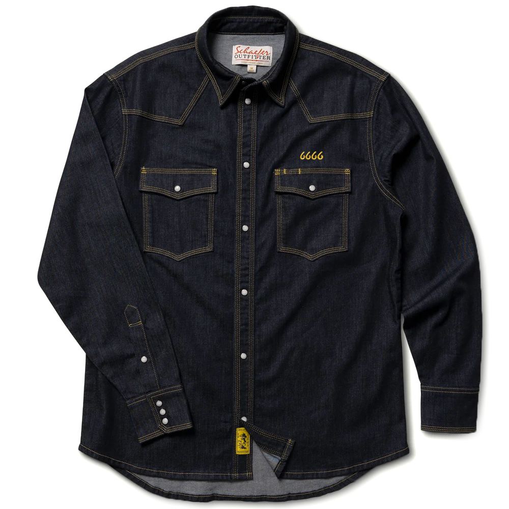 Schaefer Classic Western Denim Snap Shirt-Dark Indigo