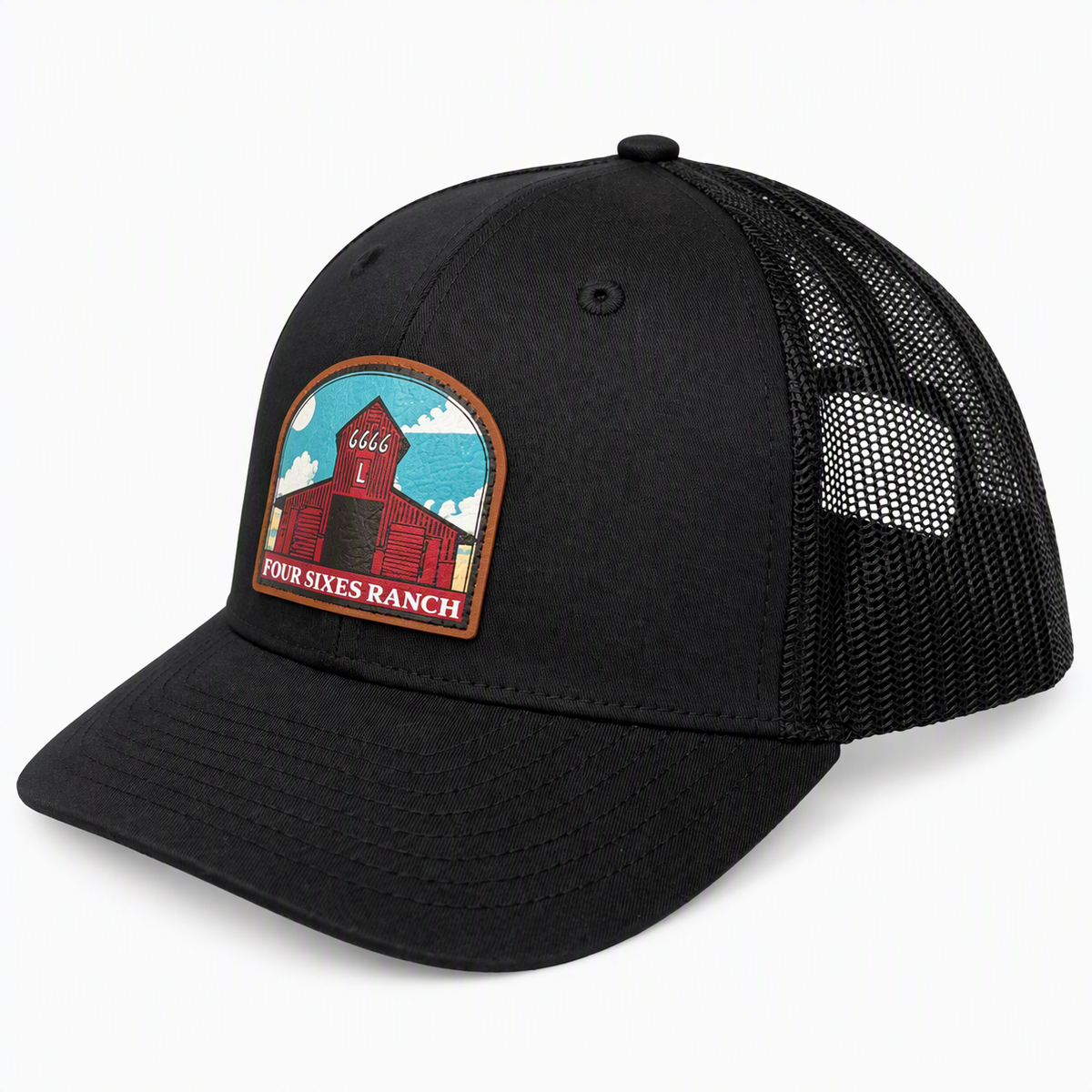 Youth L Barn Leatherette Patch Hat - Black