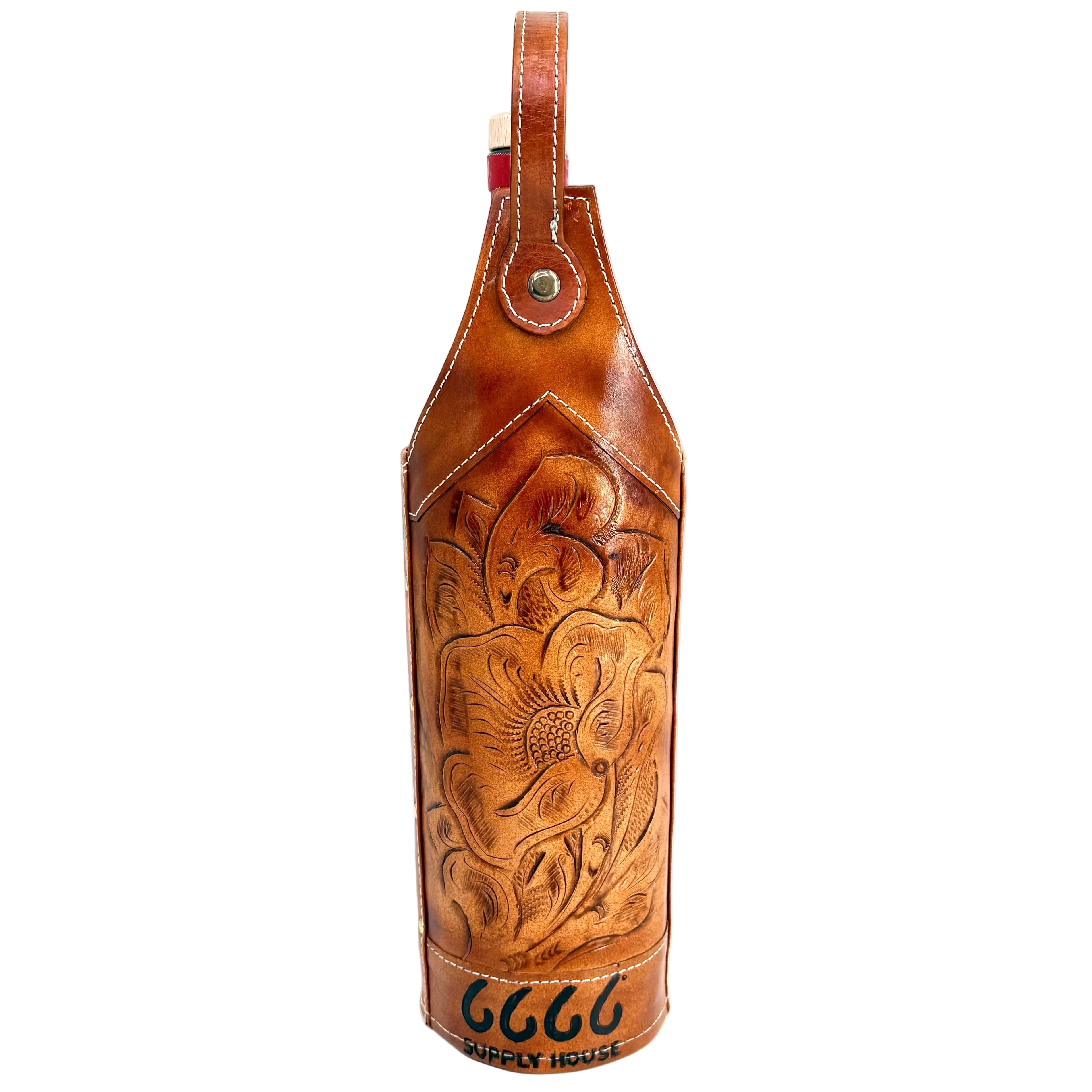 Four Sixes Hand-Tooled Leather Bottle Holder