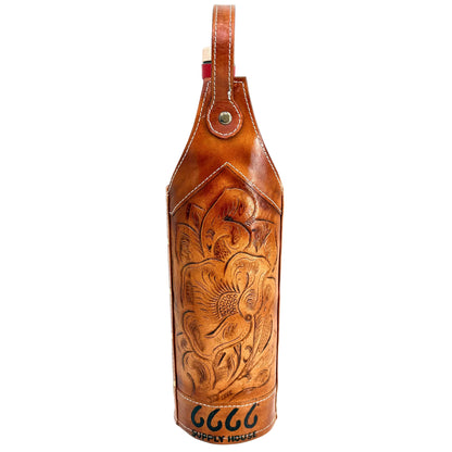 Four Sixes Hand-Tooled Leather Bottle Holder