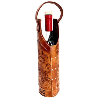 Four Sixes Hand-Tooled Leather Bottle Holder