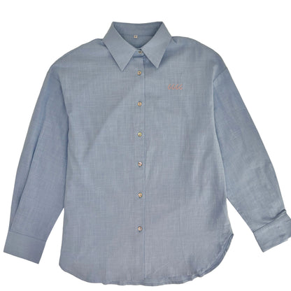 Women's Loose Breeze Button-up Sky Blue