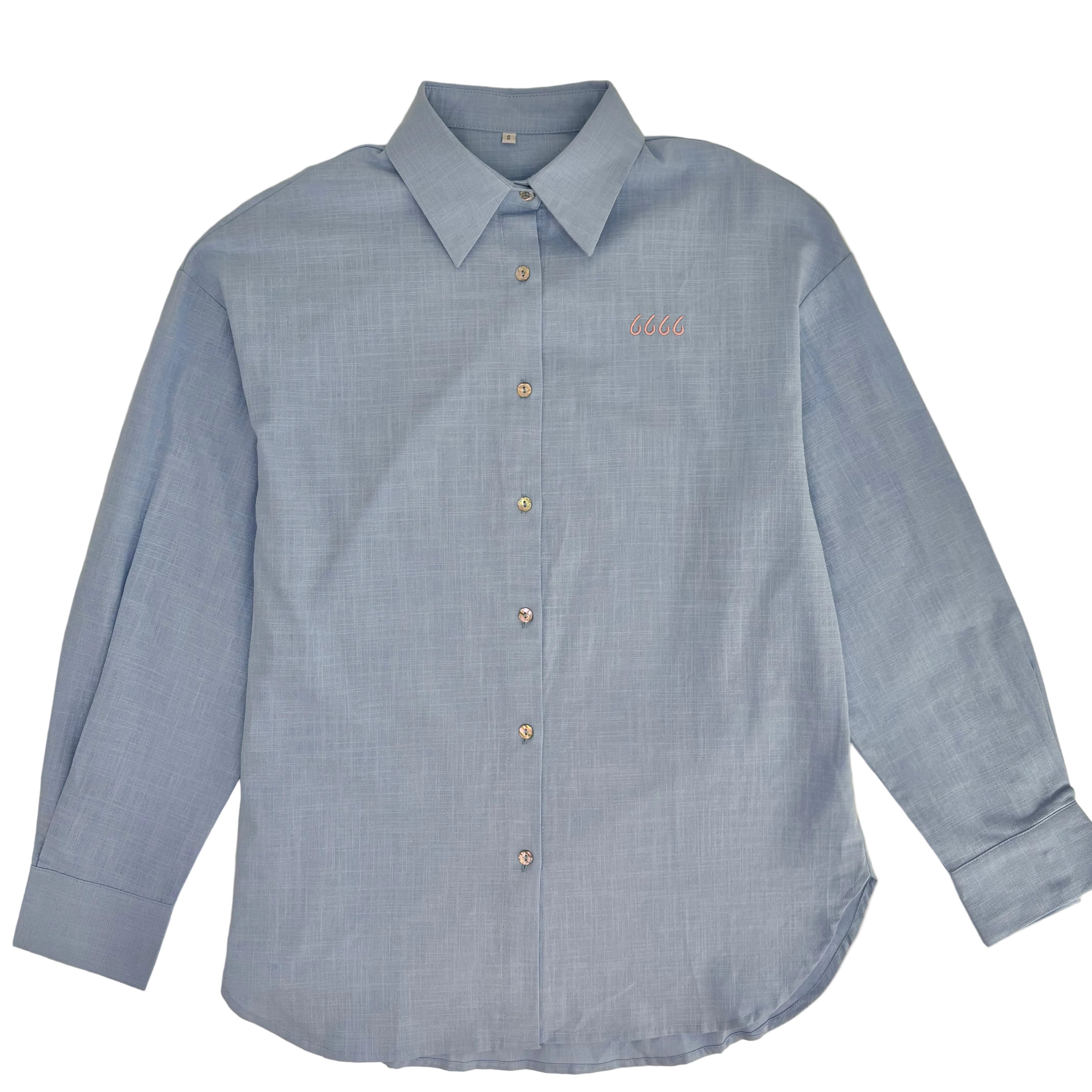 Women's Loose Breeze Button-up Sky Blue