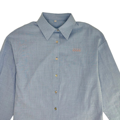 Women's Loose Breeze Button-up Sky Blue