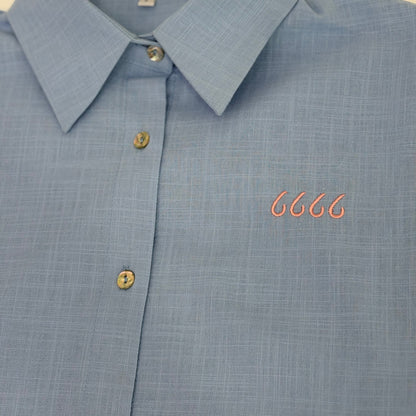 Women's Loose Breeze Button-up Sky Blue