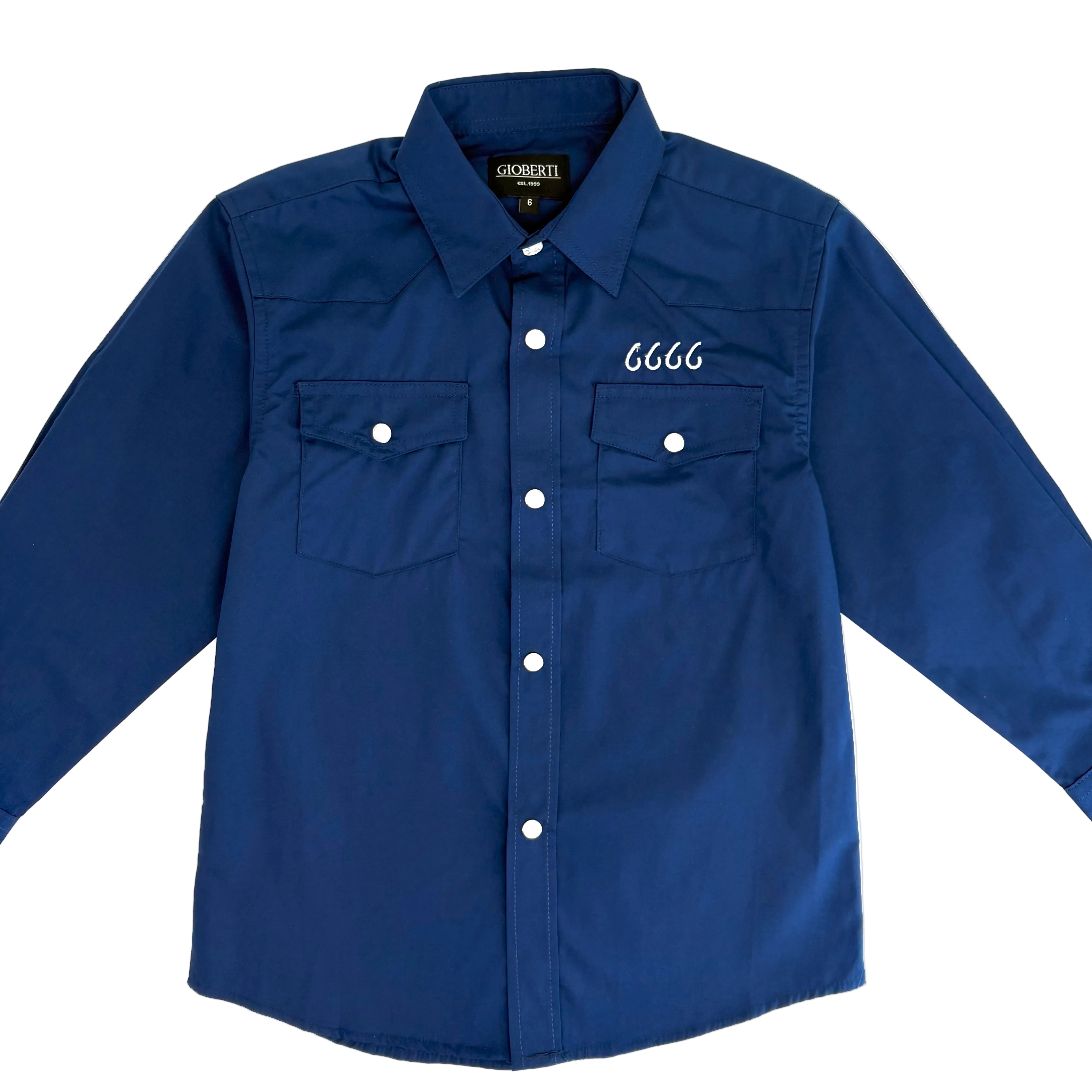Children's Long Sleeve Pearl Snap - Navy
