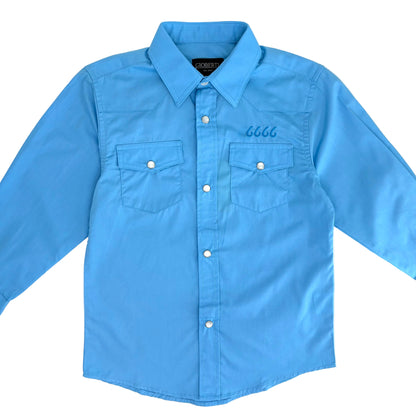 Children's Short Sleeve Pearl Snap - Light Blue