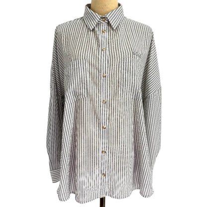 Oversized Stripe Button-Up Shirt