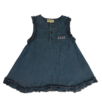 Vintage Denim Ruffle Girls Dress