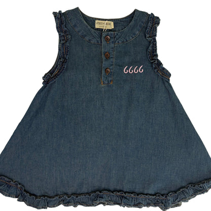 Vintage Denim Ruffle Girls Dress