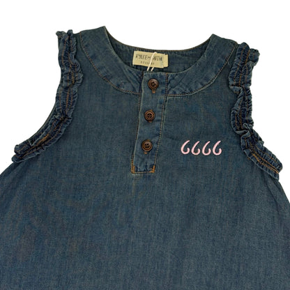 Vintage Denim Ruffle Girls Dress