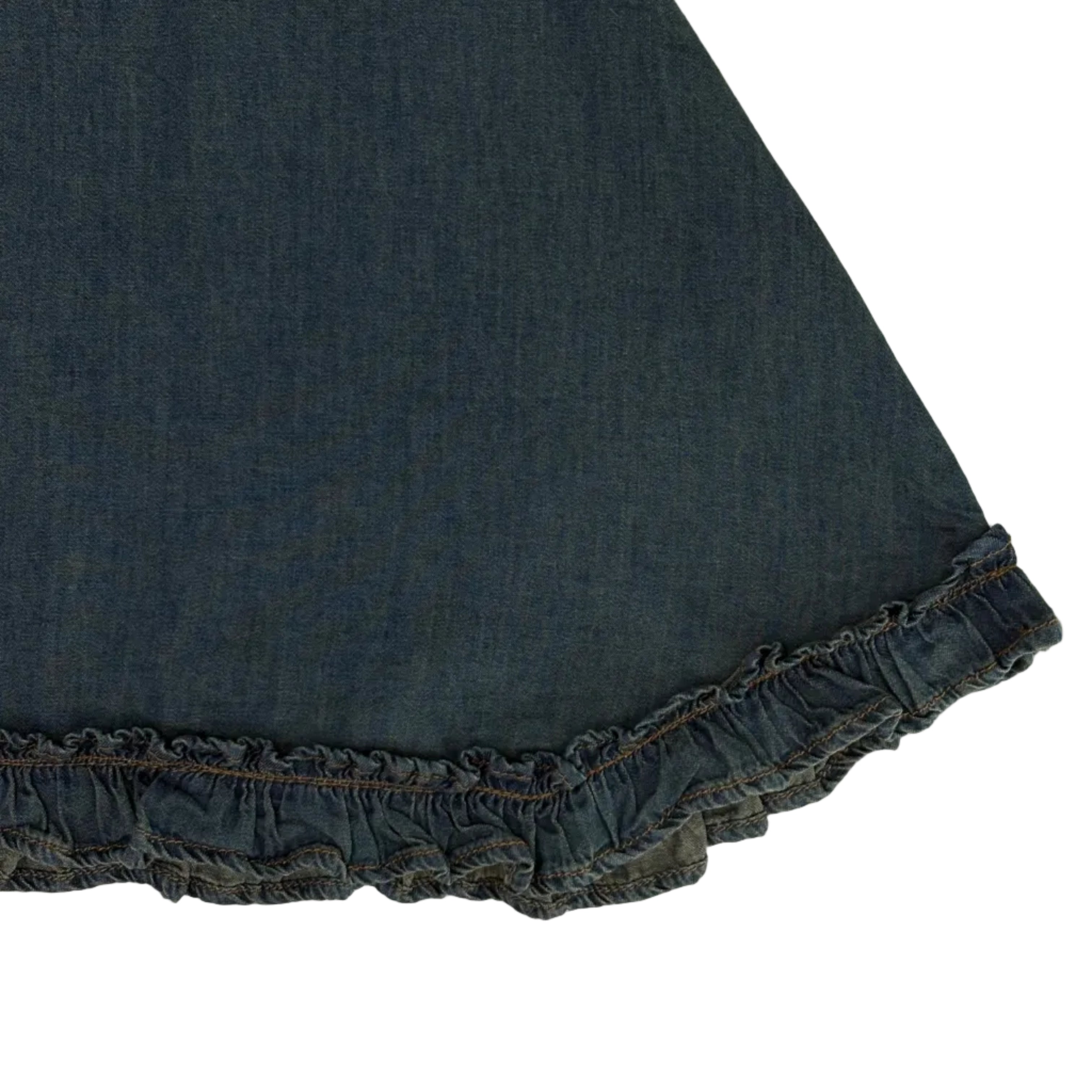 Vintage Denim Ruffle Girls Dress