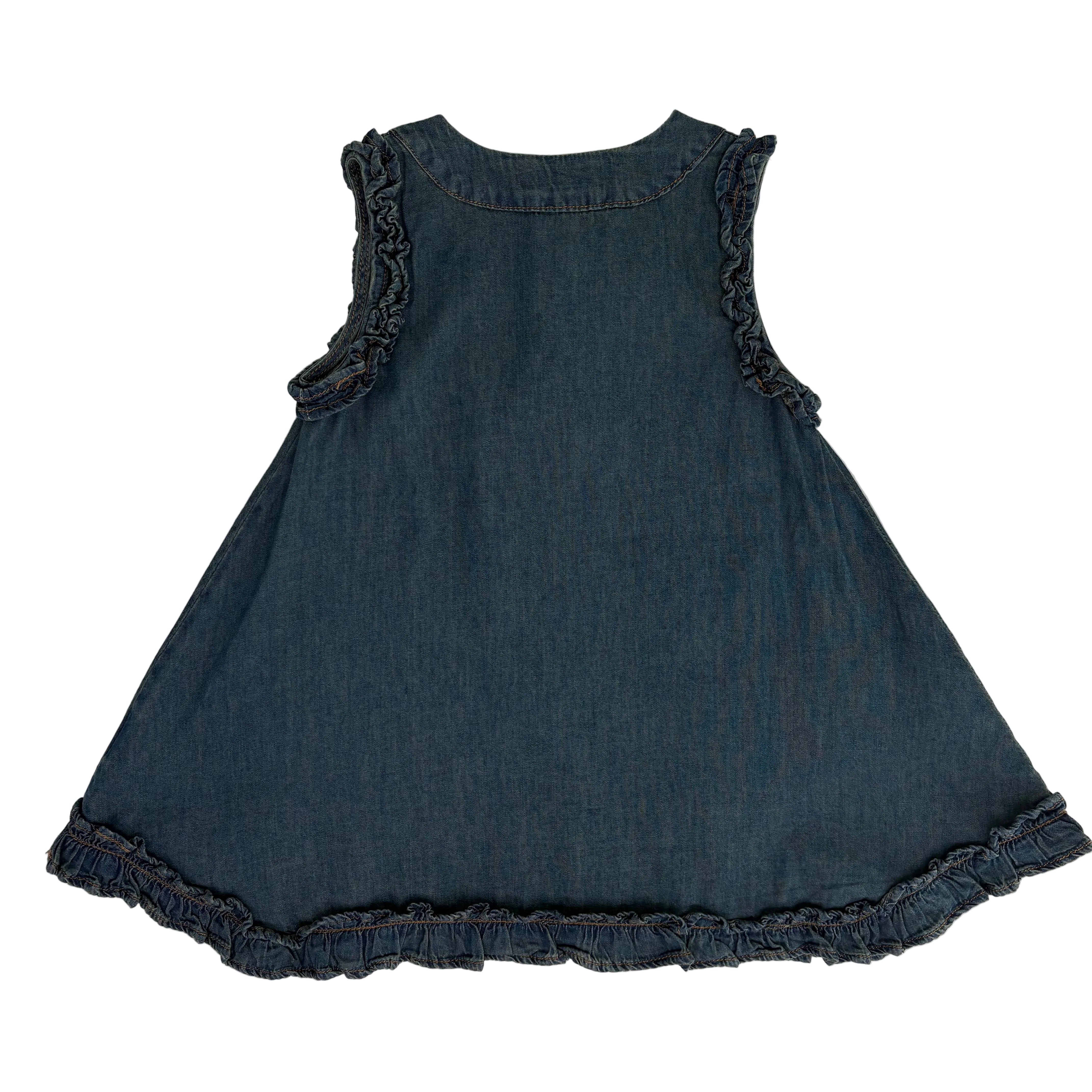 Vintage Denim Ruffle Girls Dress