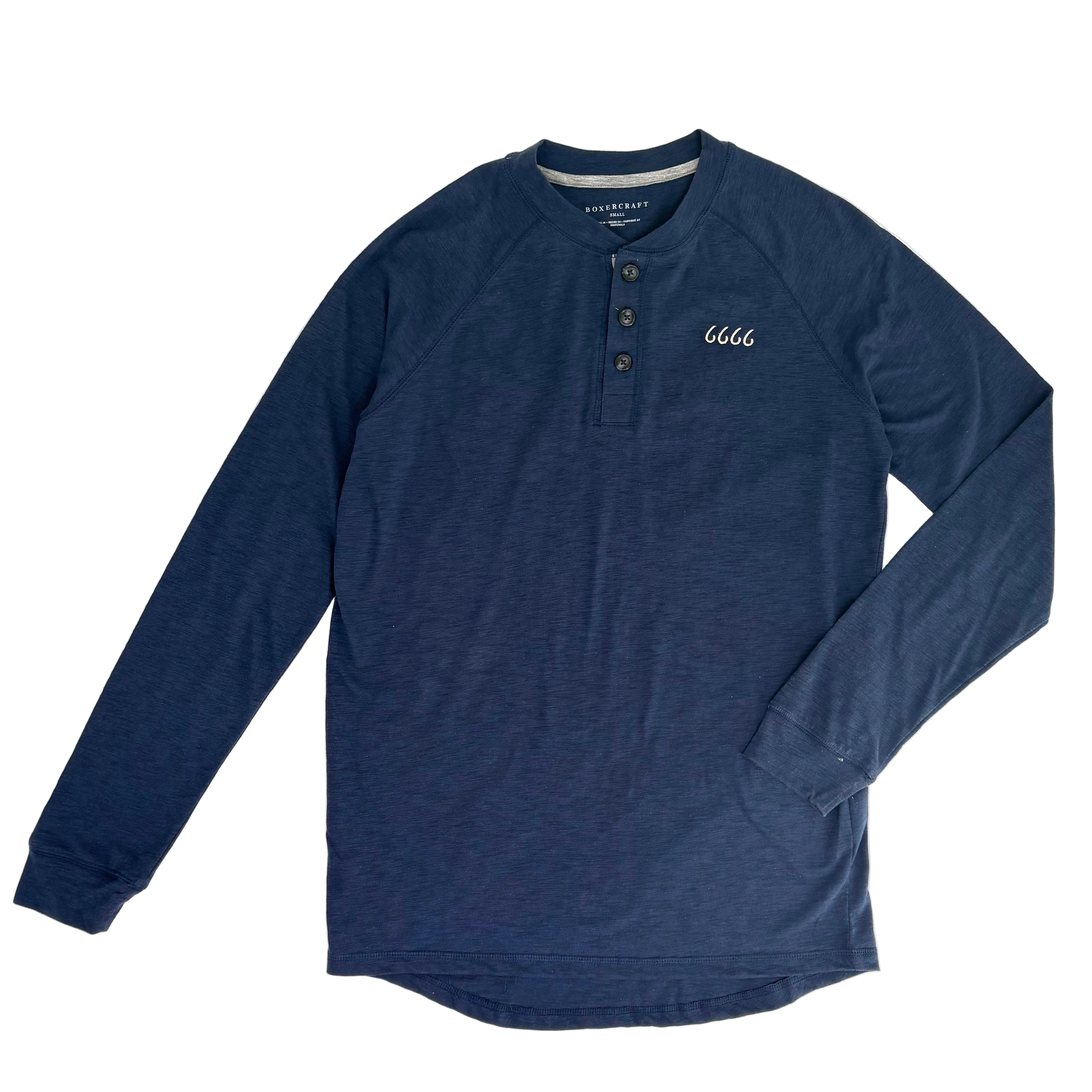 Men's Henley Long Sleeve Tee- Navy