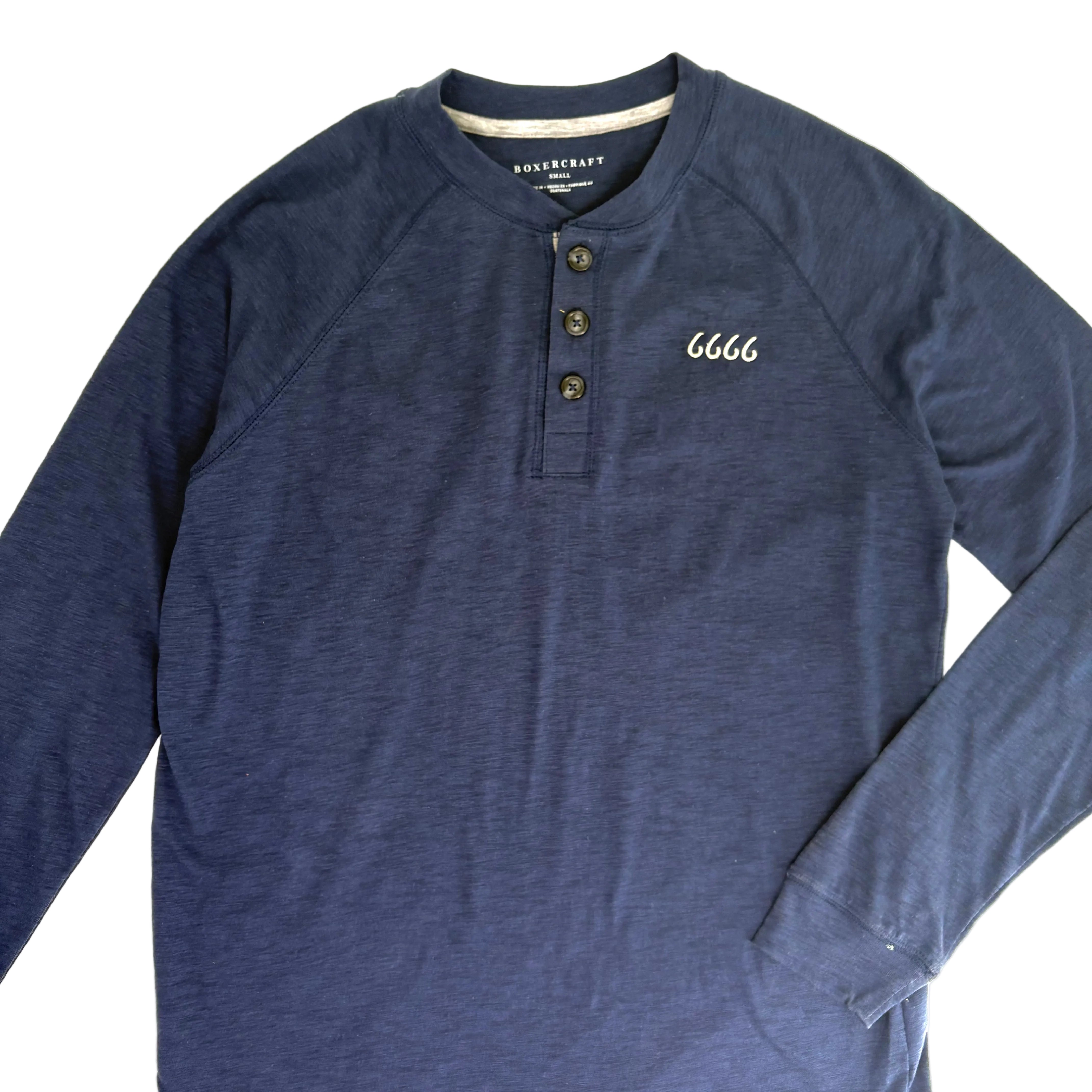 Men's Henley Long Sleeve Tee- Navy