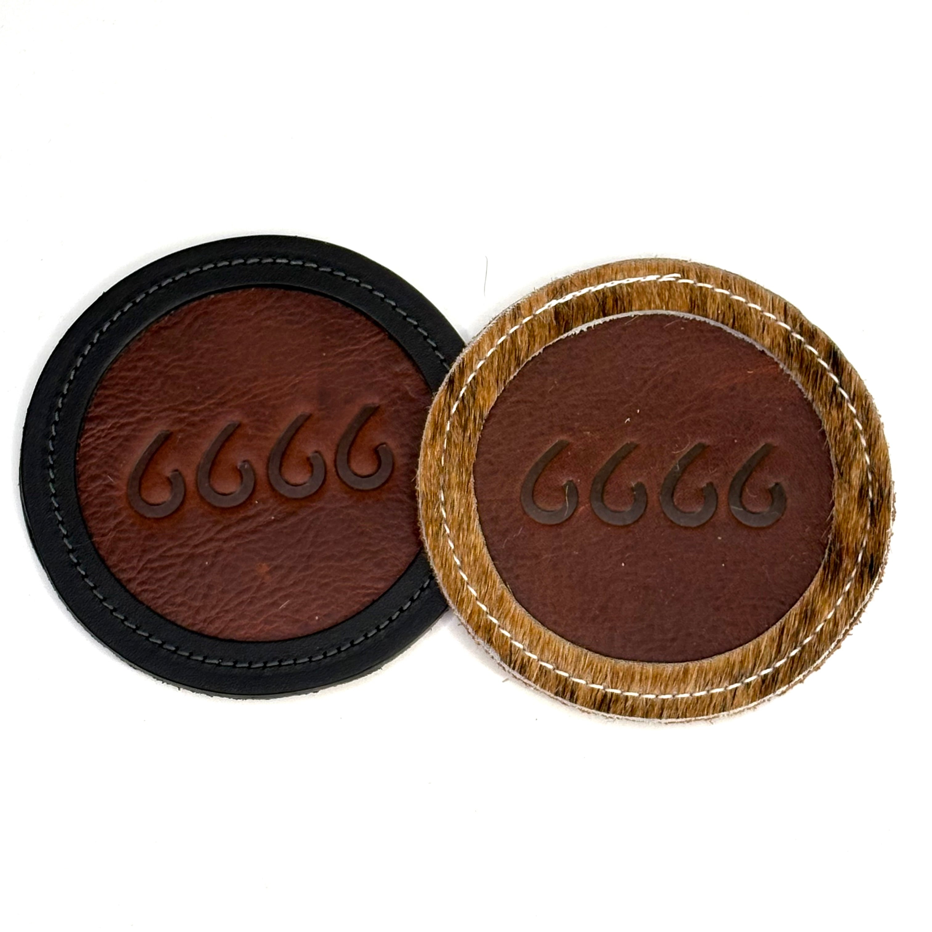 Cowhide/Leather Coasters Set of Two