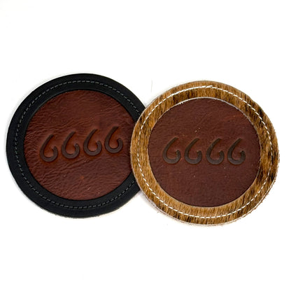 Cowhide/Leather Coasters Set of Two