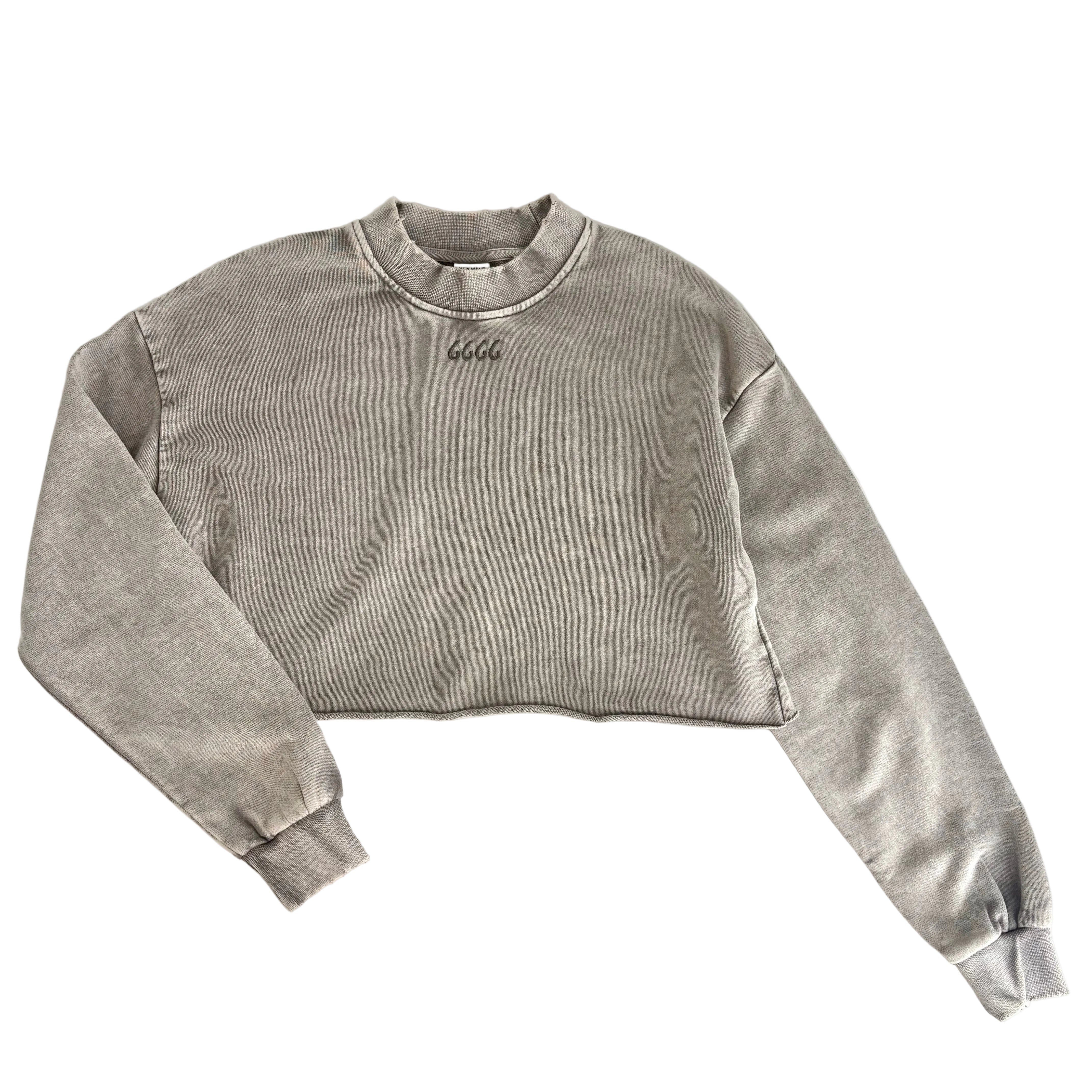 Four Sixes Ladies Cropped Sweatshirt (Front Center Embroidery)