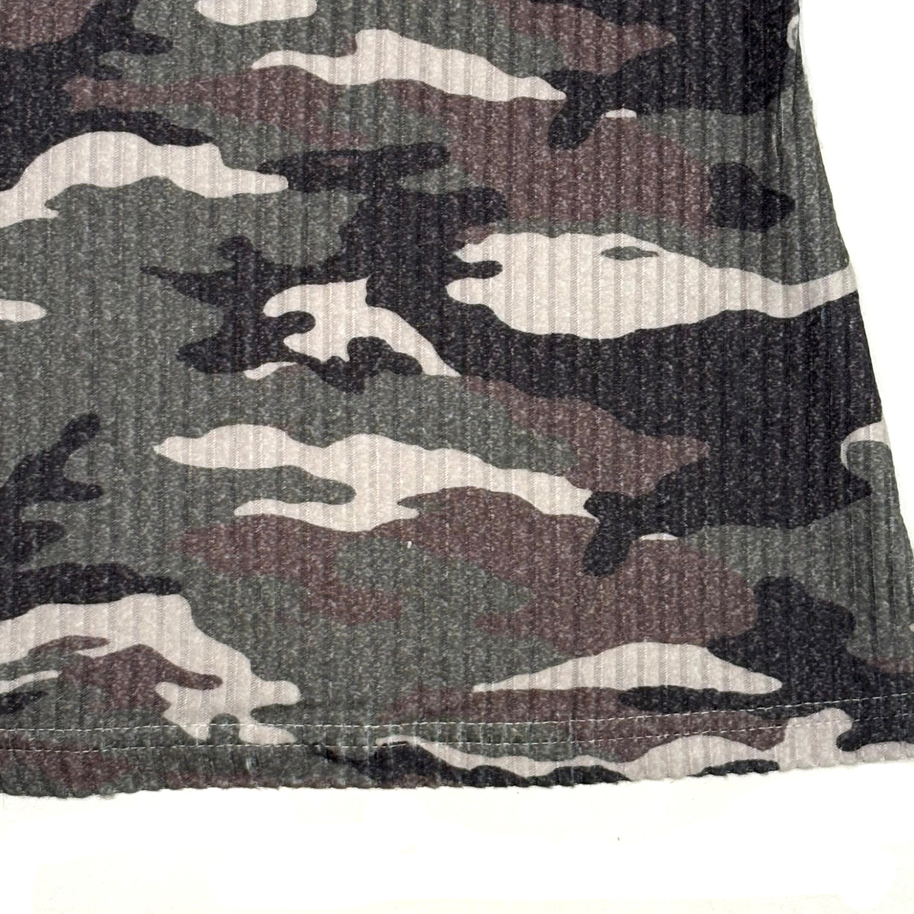 Ribbed Knit Camo Tank Top