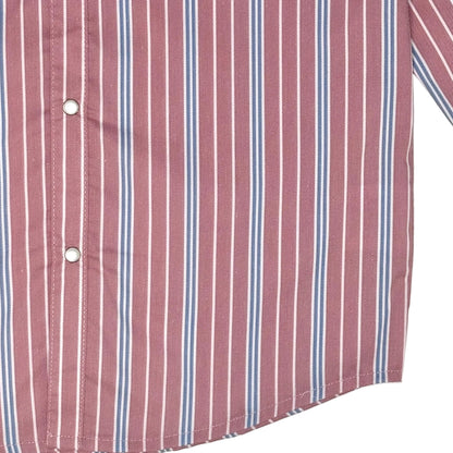 Children's Vintage Blue and Red Stripe LS Pearl Snap Shirt