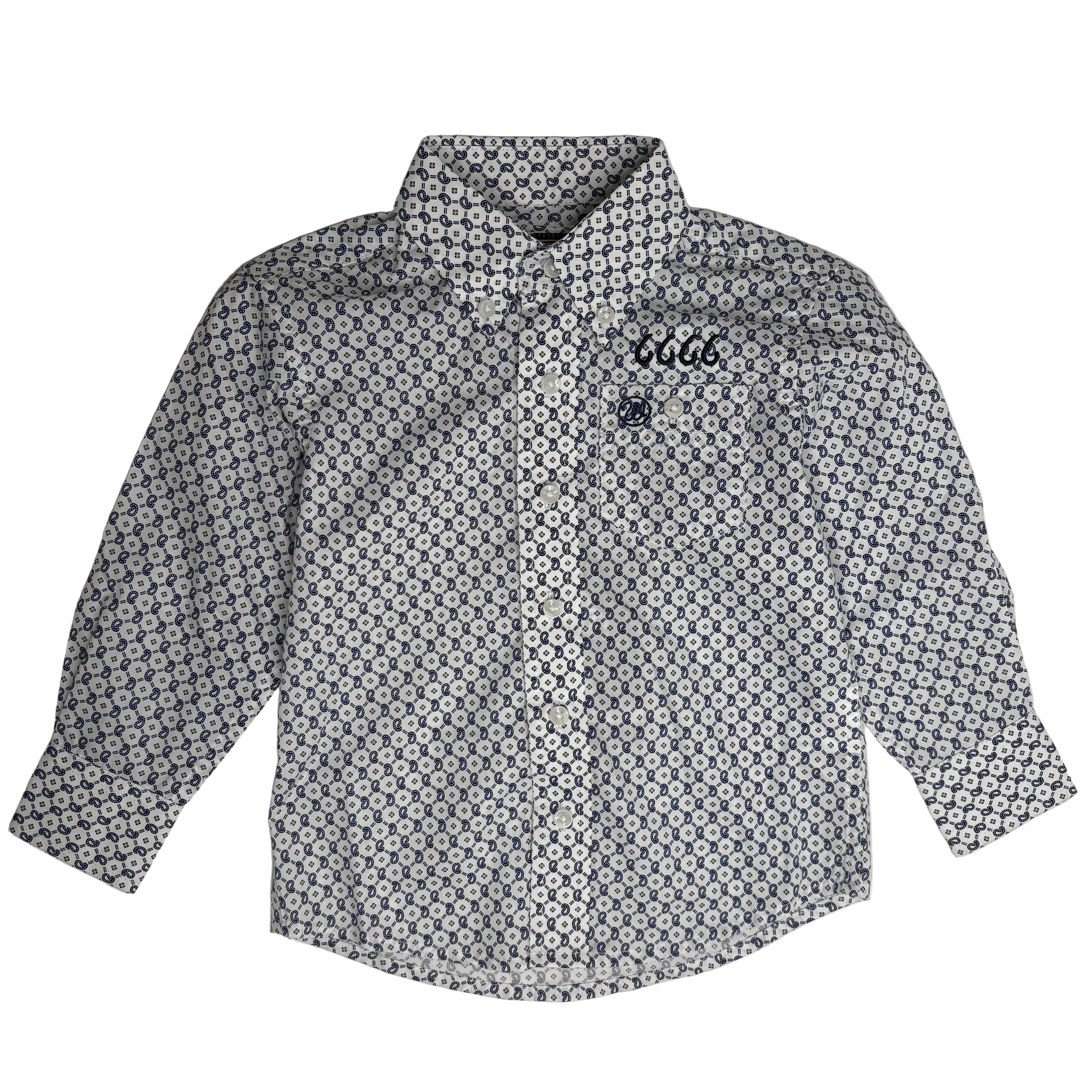 Youth Wrangler LS Shirt - Navy/White