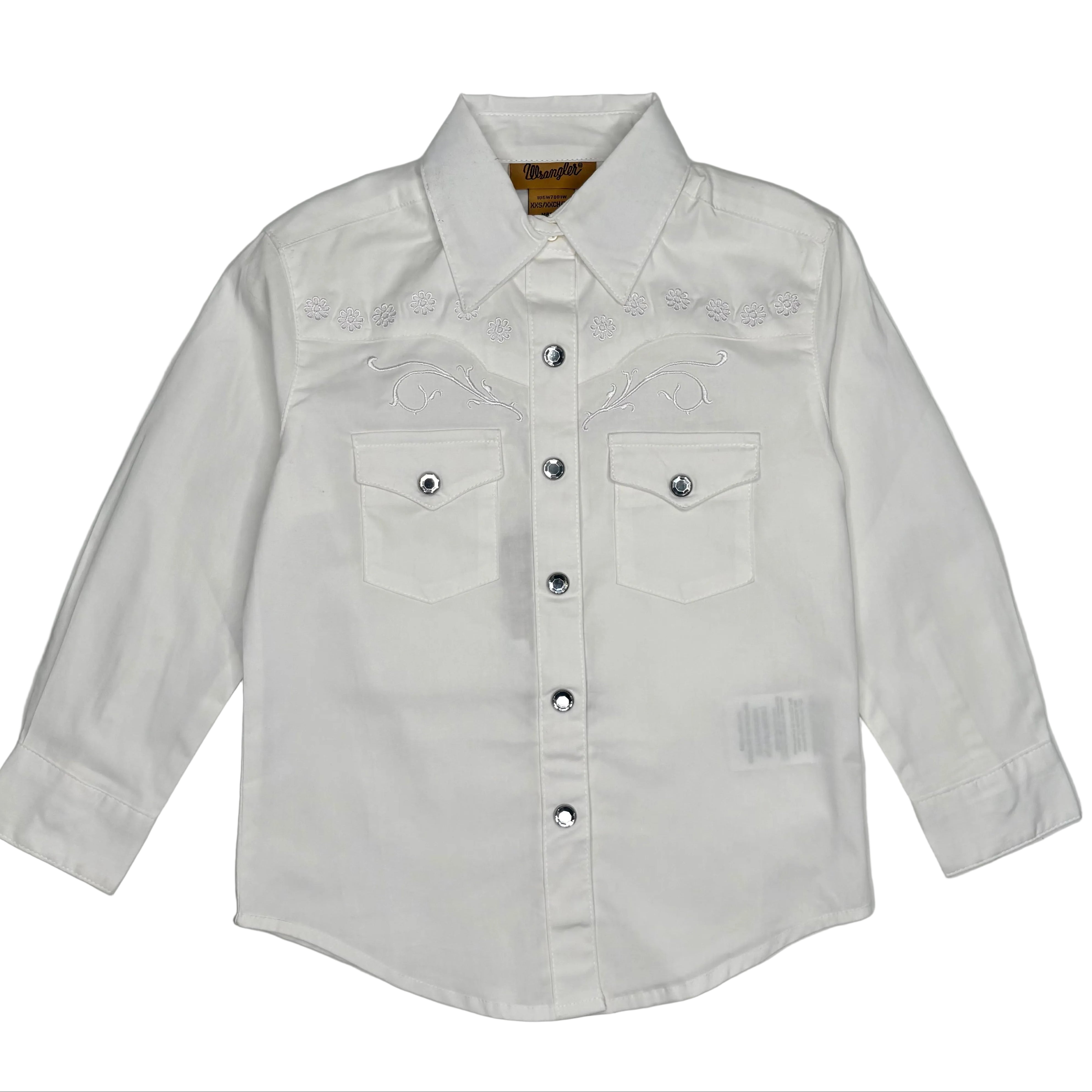 Girls Wrangler White LS Western Top