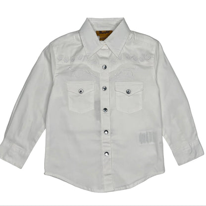 Girls Wrangler White LS Western Top