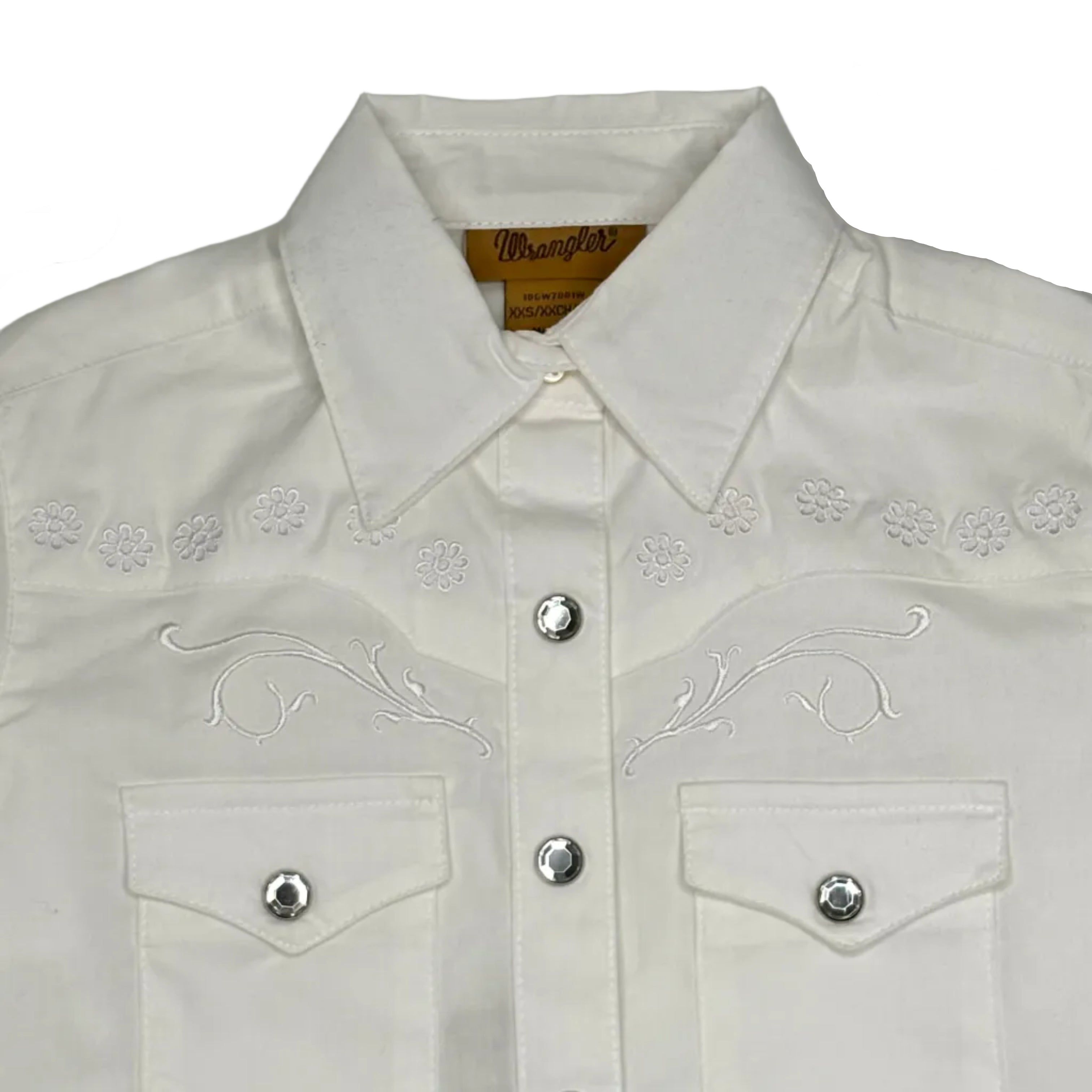 Girls Wrangler White LS Western Top