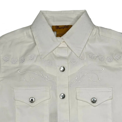 Girls Wrangler White LS Western Top