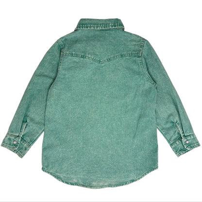 Girls Jade Denim Pearl Snap Long Sleeve Shirt