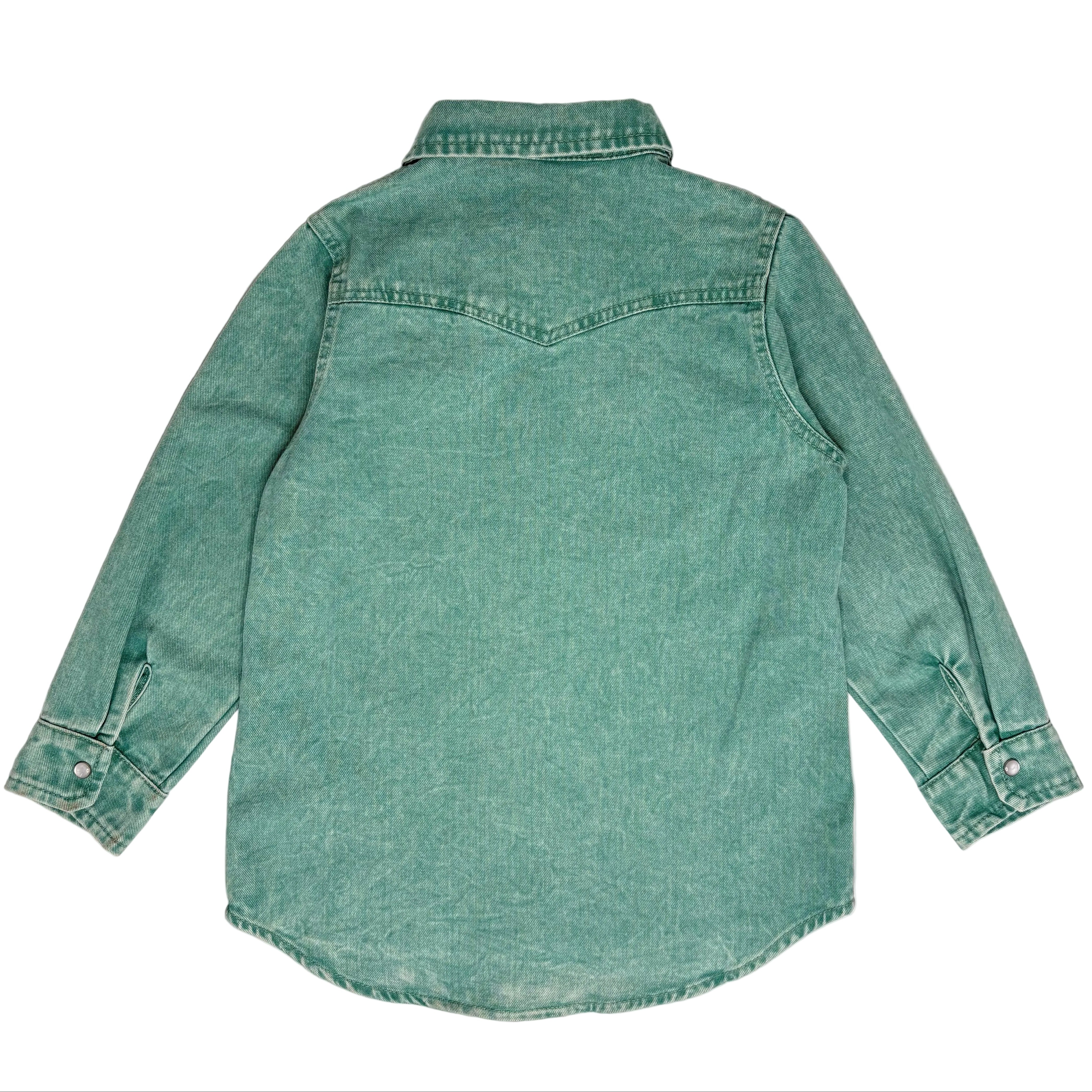 Girls Jade Denim Pearl Snap Long Sleeve Shirt