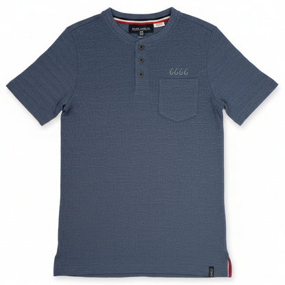 Boys' Textured Short-Sleeve Pocket Henley - Blue
