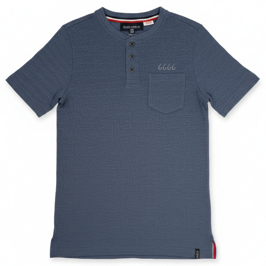 Boys' Textured Short-Sleeve Pocket Henley - Blue